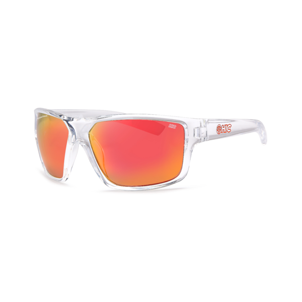clear wrap red mirror lens men's premium polarized sunglasses